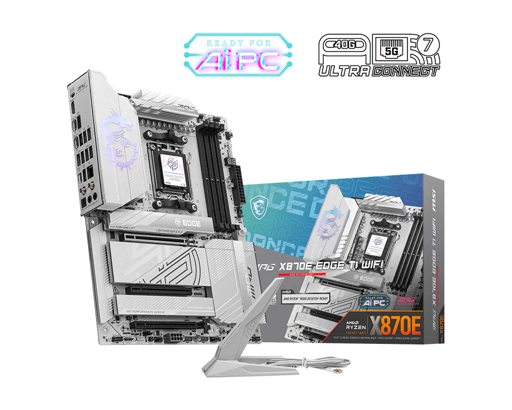 MSI MPG X870E EDGE TI WIFI DDR5 ona plata, AM5, 4 ta M.2, USB4, ATX
