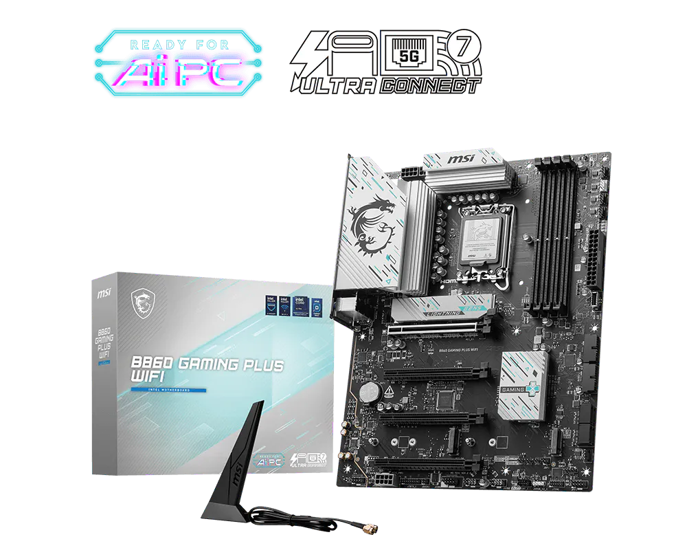 MSI B860 GAMING PLUS WIFI DDR5 ona plata, LGA1851, Wi-Fi 7, ATX