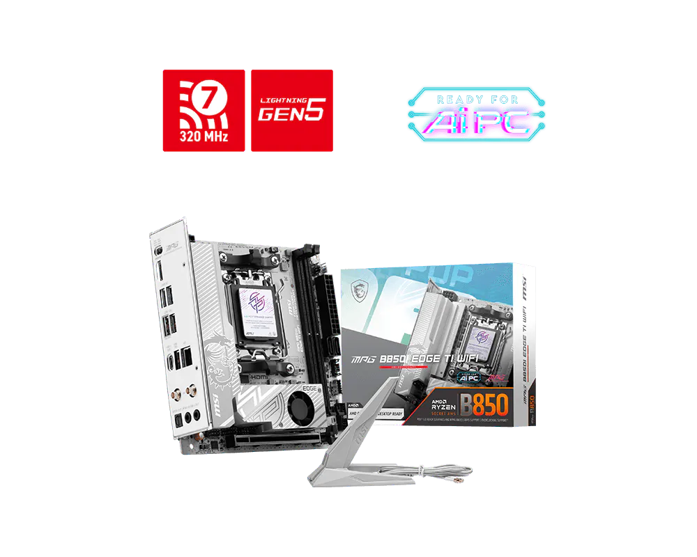 MSI MPG B850I EDGE TI WIFI DDR5 ona plata, AM5, Wi-Fi 7, Mini-ITX