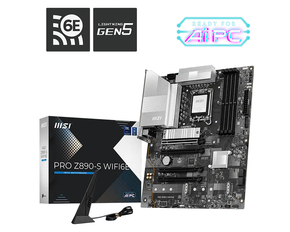 MSI PRO Z890-S WIFI6E DDR5 ona plata, LGA1851, 3 ta M.2, ATX