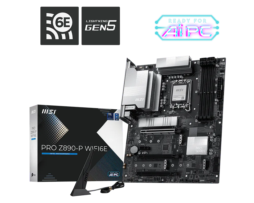 MSI PRO Z890-P WIFI6E DDR5 ona plata, LGA1851, 4 ta M.2, ATX