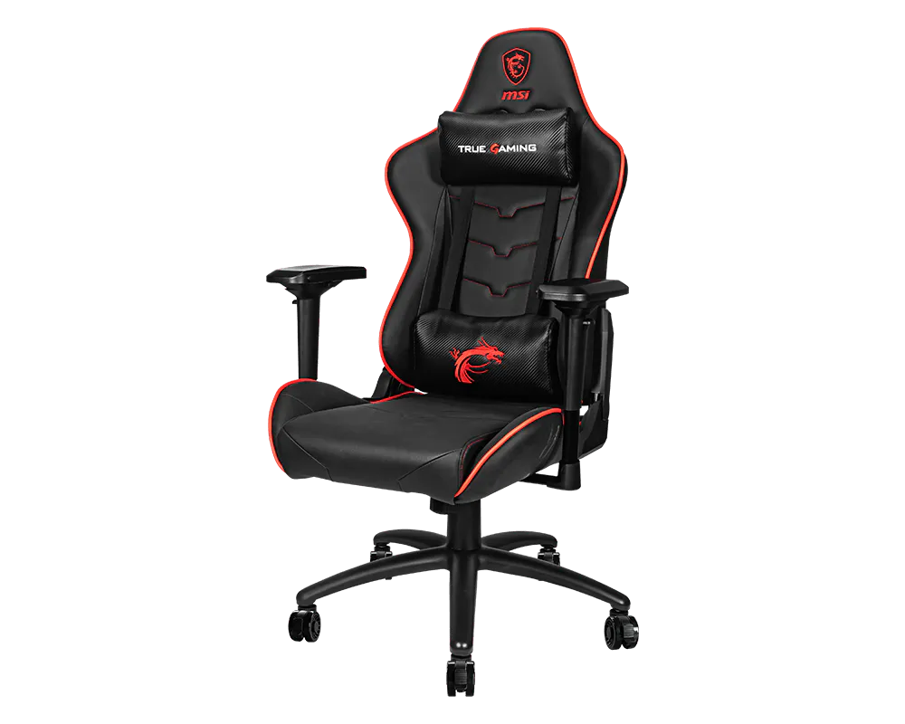 MSI MAG CH120 X qora o'yin kreslosi, PVC teri qoplamali