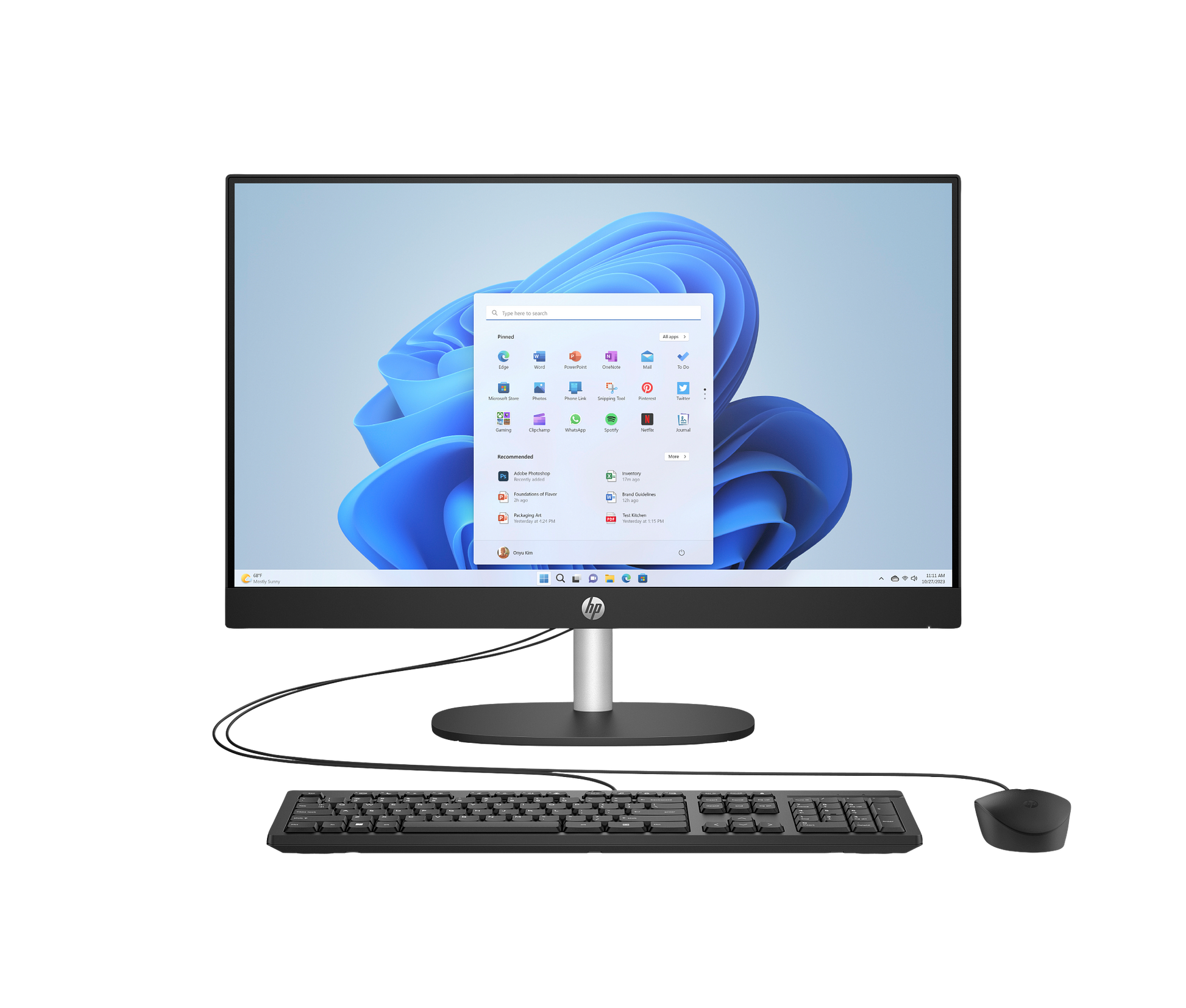 HP 24-cr0049l monoblok, 23,8 dyuym FHD, qora korpus, klaviatura va sichqoncha bilan