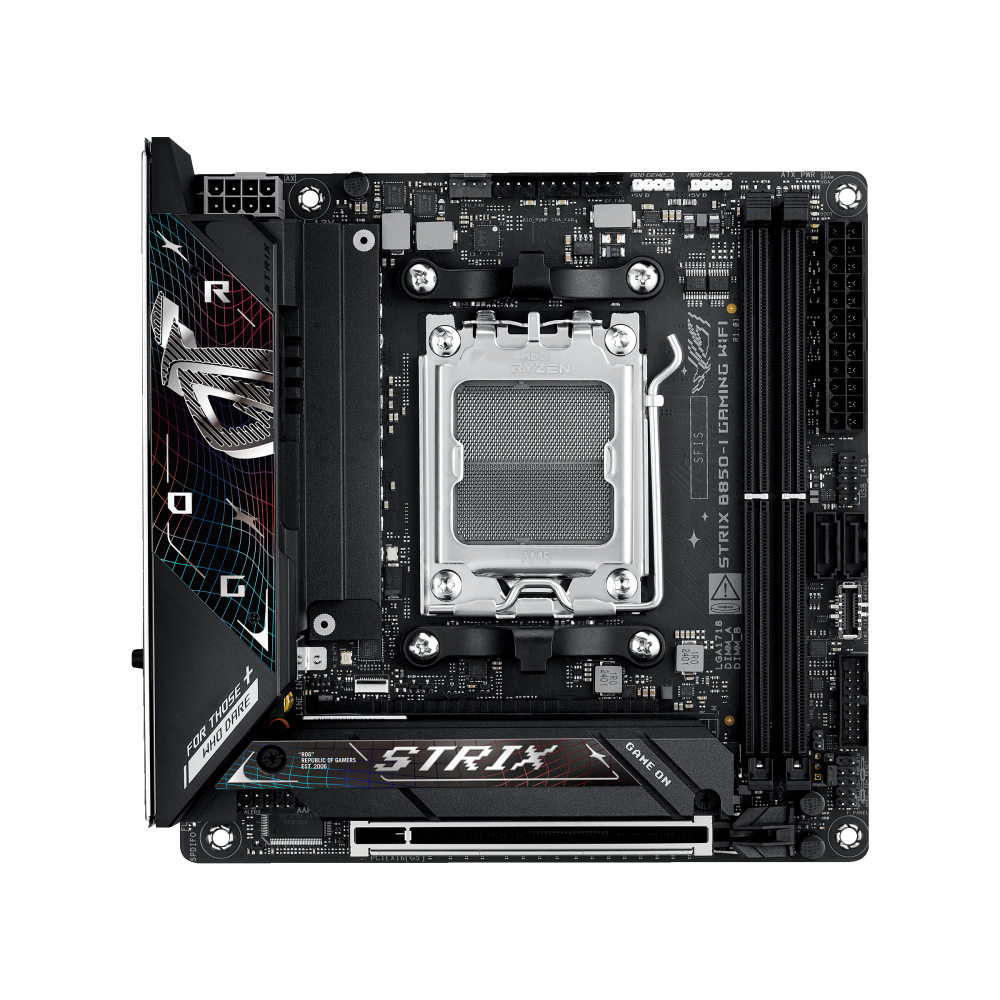 ASUS ROG STRIX B850-I GAMING WIFI ona plata, AM5, 2 ta PCIe 5.0 M.2, Mini-ITX