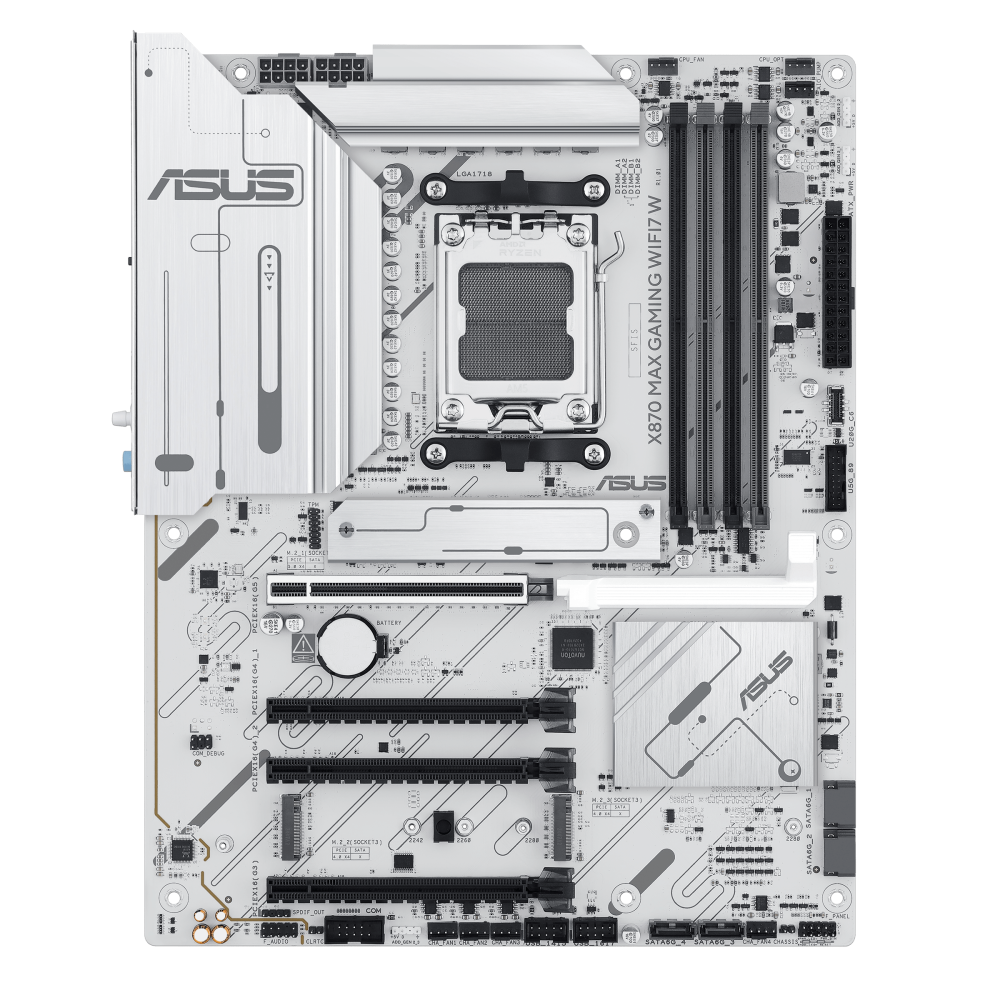 ASUS X870 MAX GAMING WIFI7 W ona plata, AM5, oq rang, 2 ta USB4, ATX