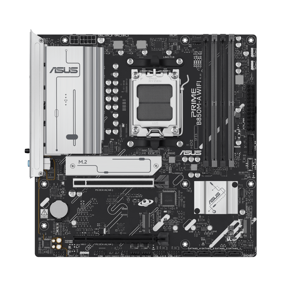 ASUS PRIME B850M-A WIFI ona plata, AM5, 3 ta M.2, Wi-Fi 6E, Micro-ATX