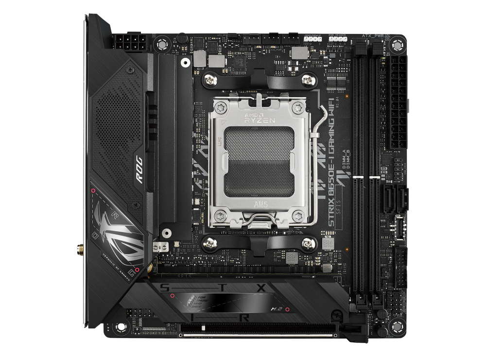 ASUS ROG STRIX B650E-I GAMING WIFI ona plata, AM5, Mini-ITX