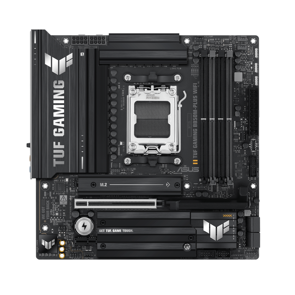 ASUS TUF GAMING B850M-PLUS WIFI ona plata, AM5, 3 ta M.2, Micro-ATX