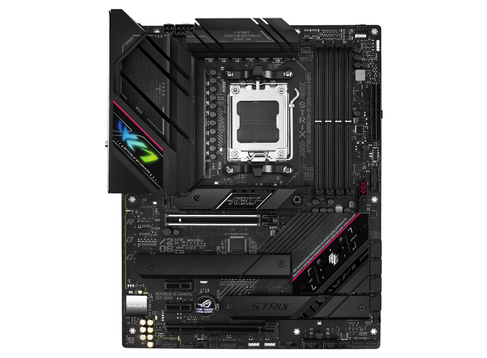 ASUS ROG STRIX B650E-F GAMING WIFI ona plata, AM5, PCIe 5.0, ATX